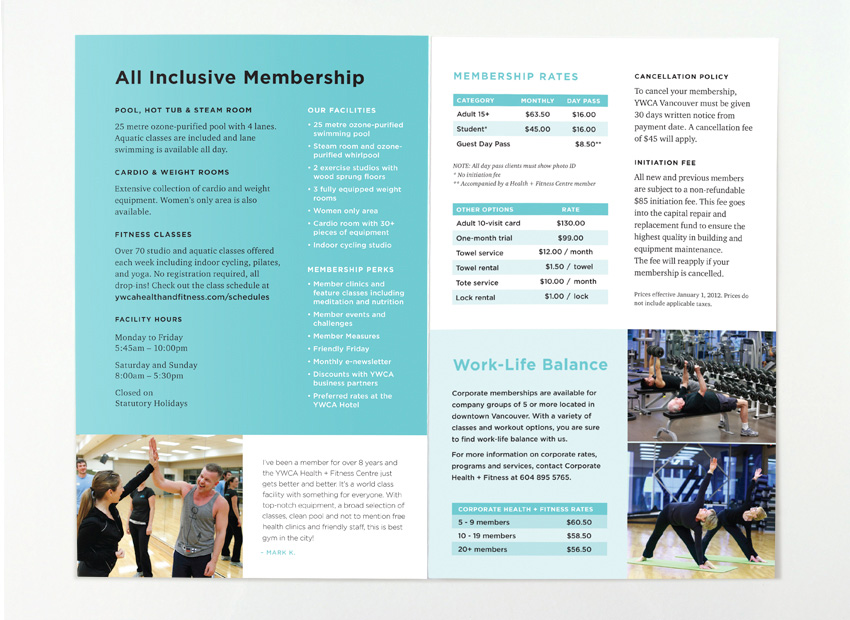 YWCA Metro Vancouver Health + Fitness brochure